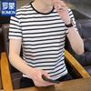 ROMON Men's Striped Round Neck Short Sleeve T-Shirt