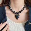 Beaded Heart Pendant Earrings and Fashion Clavicle Chain Bohemian Jewelry for Women Romantic Date and Casual Wear