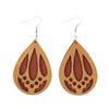 Retro Leather Water Drop Earrings with Two-tone Patchwork Design