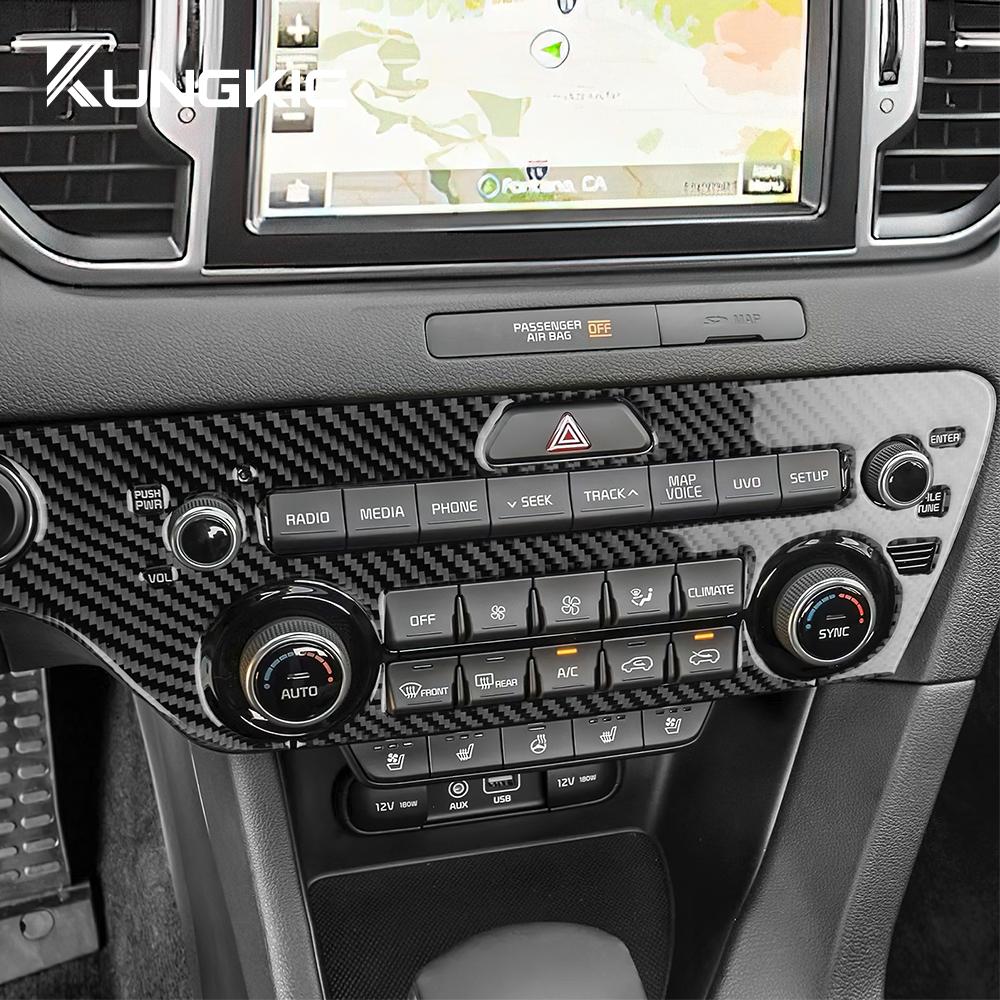 Carbon Fiber Interior Sticker for KIA Sportage QL 2017-2021 LHD Center Control Button Panel