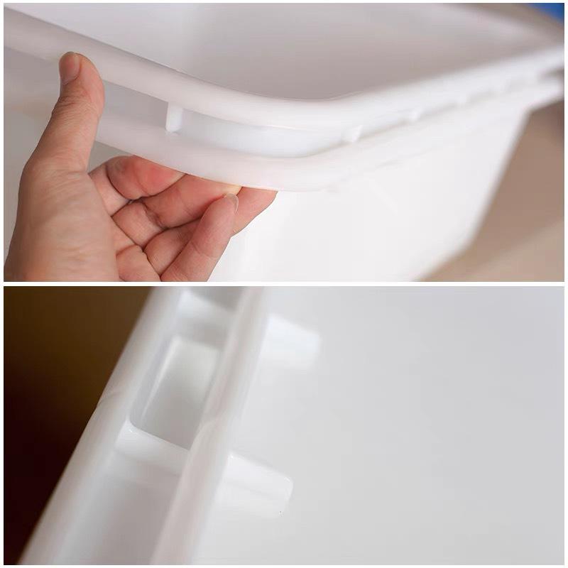 Livsmedelsgodkänd Stor Vit Rektangulär Plastbalja – Förtjockad Akvakulturbricka, Utan Lock