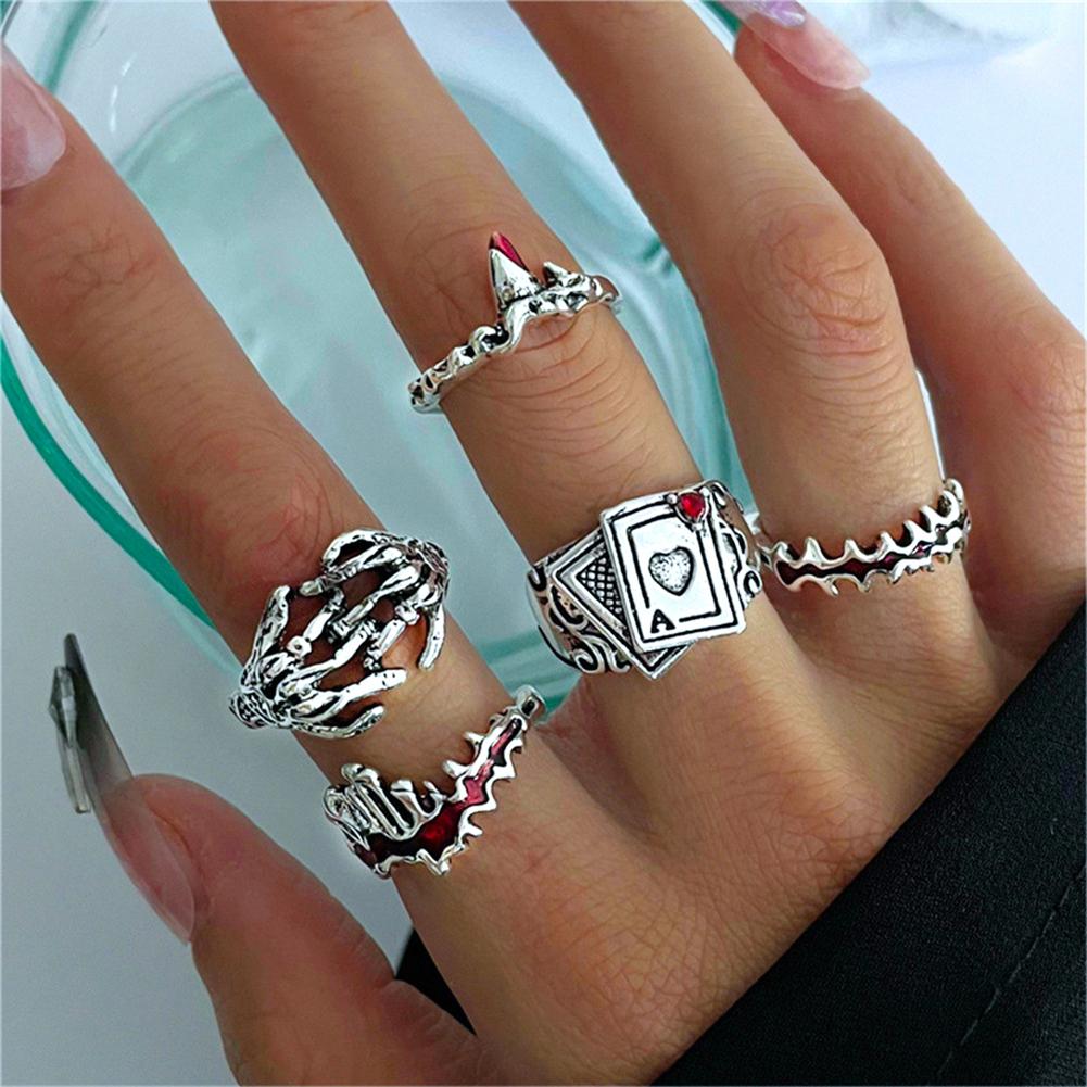 23Pcs Vintage Punk Skull Snake Rings Set Gothic Animal Claw Skeleton Hip Hop Rock Party Gift Jewelry For Women Men
