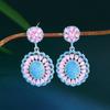 French Needle Heavy Industry Atmosphere Zircon Flower Two-Color Earrings Oval Hollow Full Diamond Stud Earrings