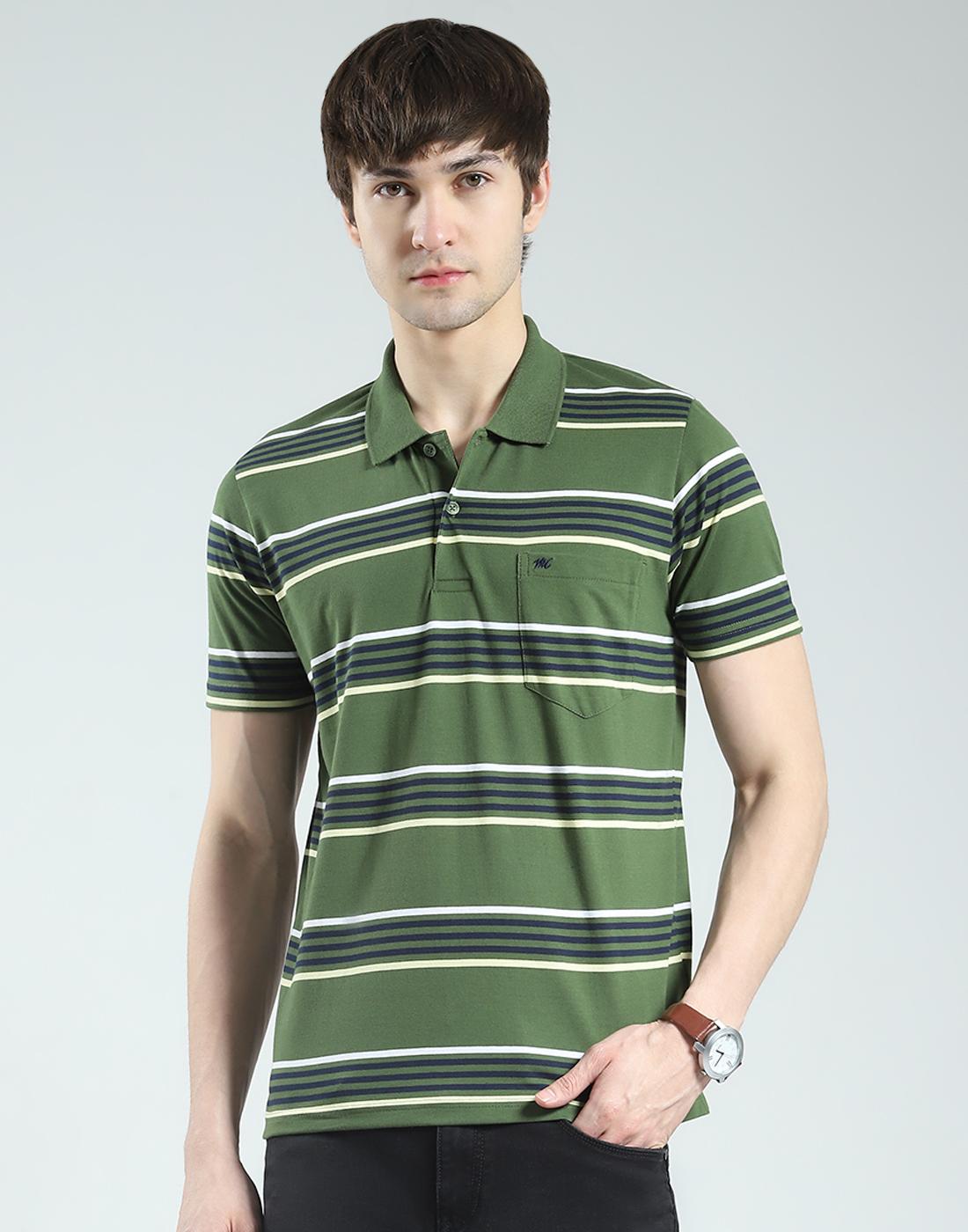 

Мужская футболка-поло с коротким рукавом в полоску стандартного кроя Monte Carlo XL зелёный