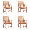 Chaises à manger d'extérieur - MAISON EXCLUSIVE - Acacia massif - Lot de 4 - Coussins imperméables - Bois huilé