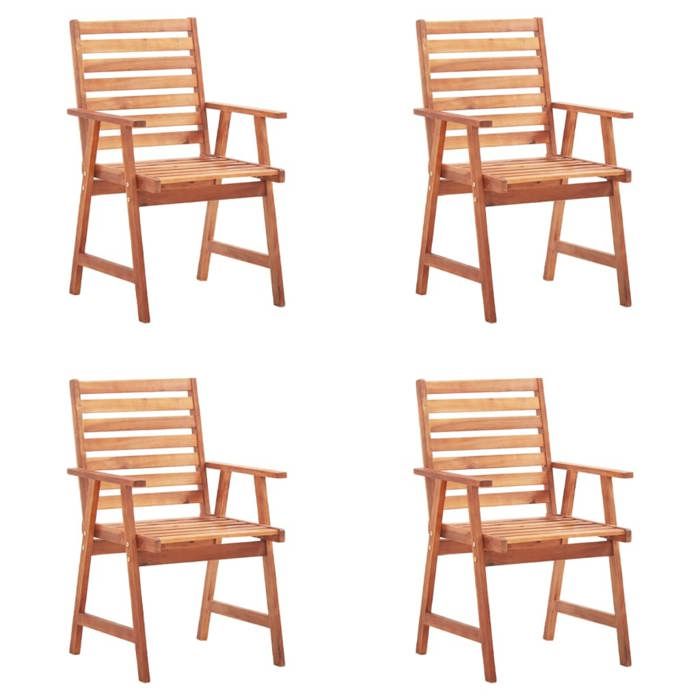 Chaises à manger d'extérieur - MAISON EXCLUSIVE - Acacia massif - Lot de 4 - Coussins imperméables - Bois huilé