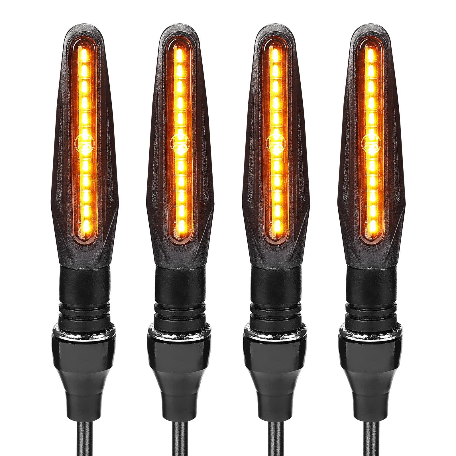 

KEMIMOTO Motorcycle Turn Signals LED Turn Signals Smoke Lens, Flowing Amber, 12 V, High Set of 4