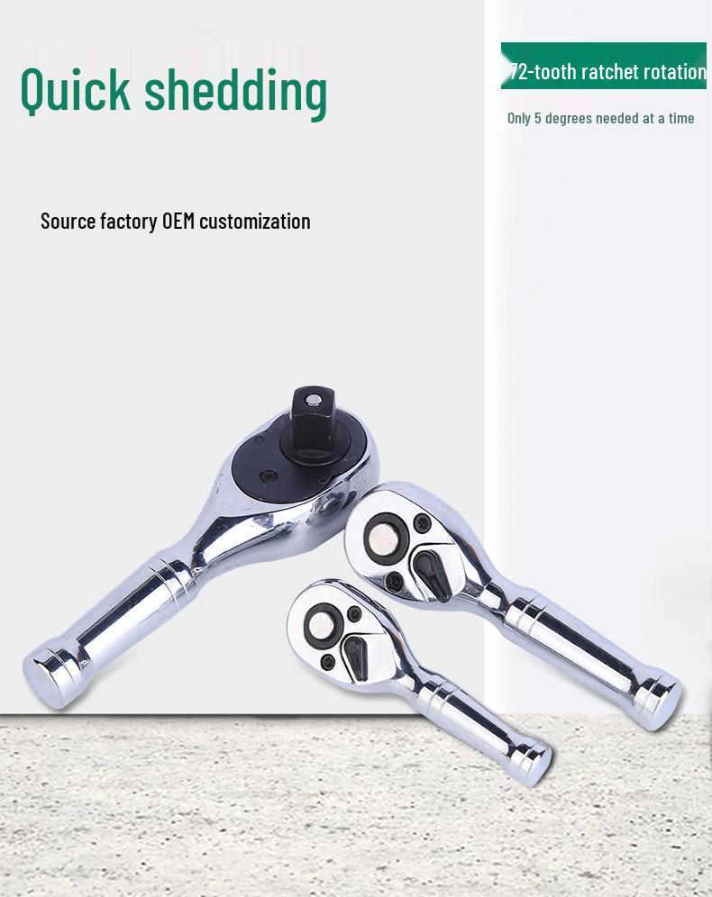 72-Tooth Quick Ratchet Wrench: Large, Medium, Small Bi-directional Socket Head for Auto Repair