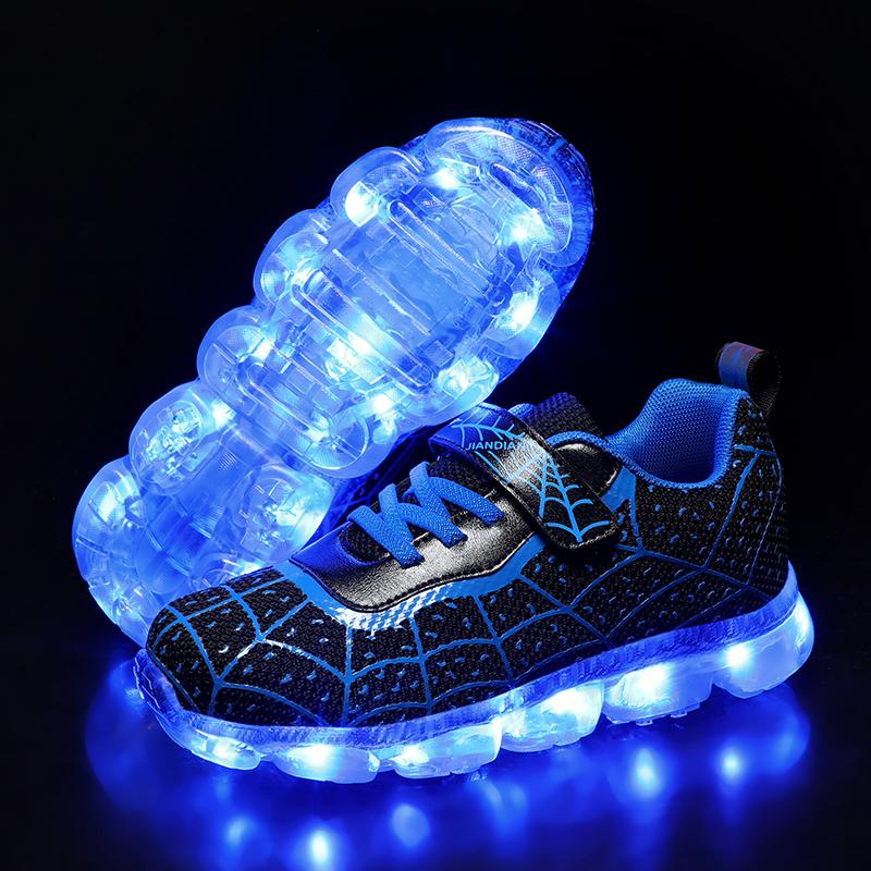 

Children Luminous Glowing Sneakers Girls Roller Skate Light Shoes New Fashion Kids Girls USB Charging LED Shoes Boys Breathable 25