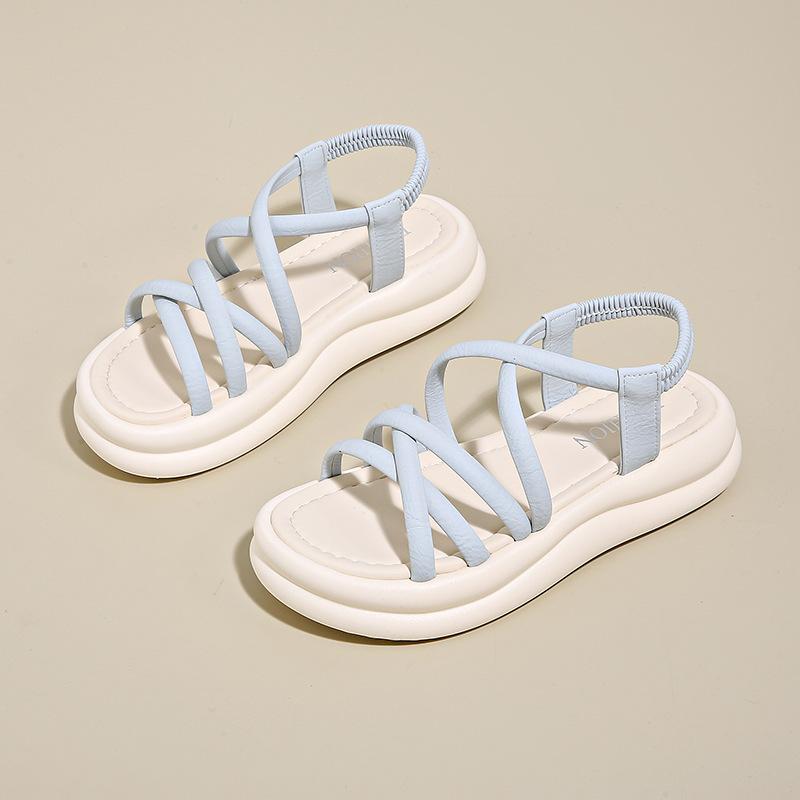 Platform Sandals Women's 2025 Summer New Outer Wear Soft Sole with Skirt Cross Strap Beach Shoes
