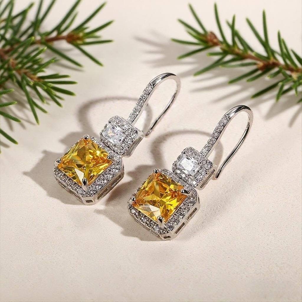 Женские роскошные геометрические элегантные квадратные серьги, свадебные помолвочные party ювелирные аксессуары жёлтый
