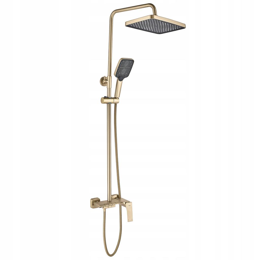Brushed Gold Modern Shower Set with Joe Brush Rain Shower Head