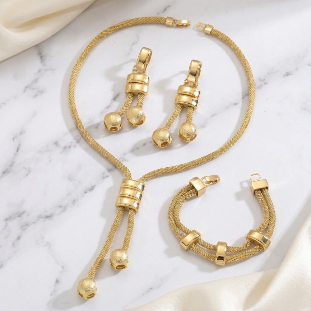 High Quality Necklace Earrings Bracelet Electroplated Stackable Jewelry Set Party Gift