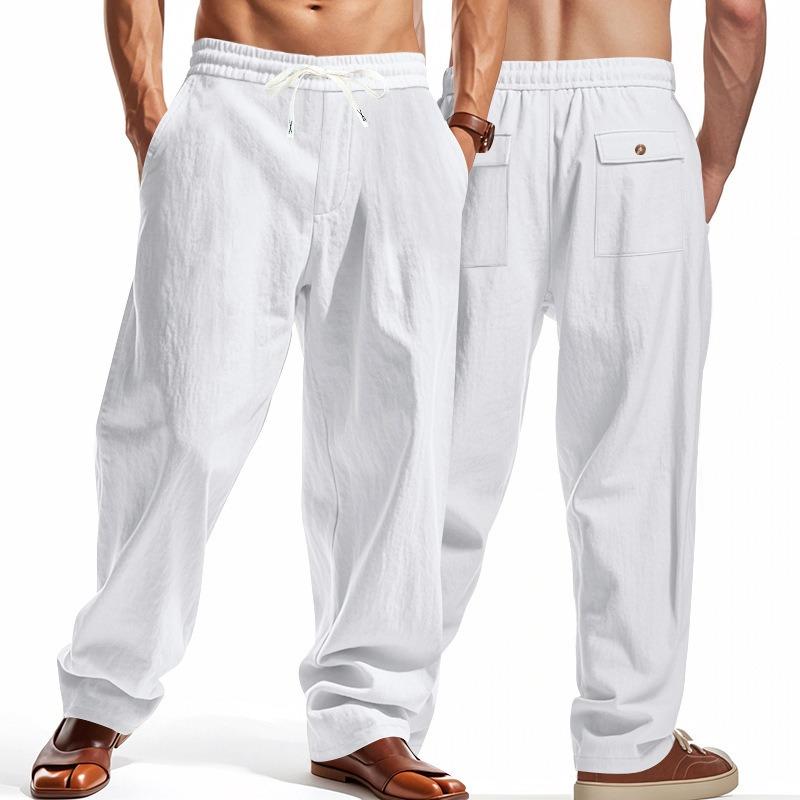 Neue Herren lockere Leinen Casual Weitbein Trend Strand Sport Vier-Jahreszeiten Atmungsaktive Hose
