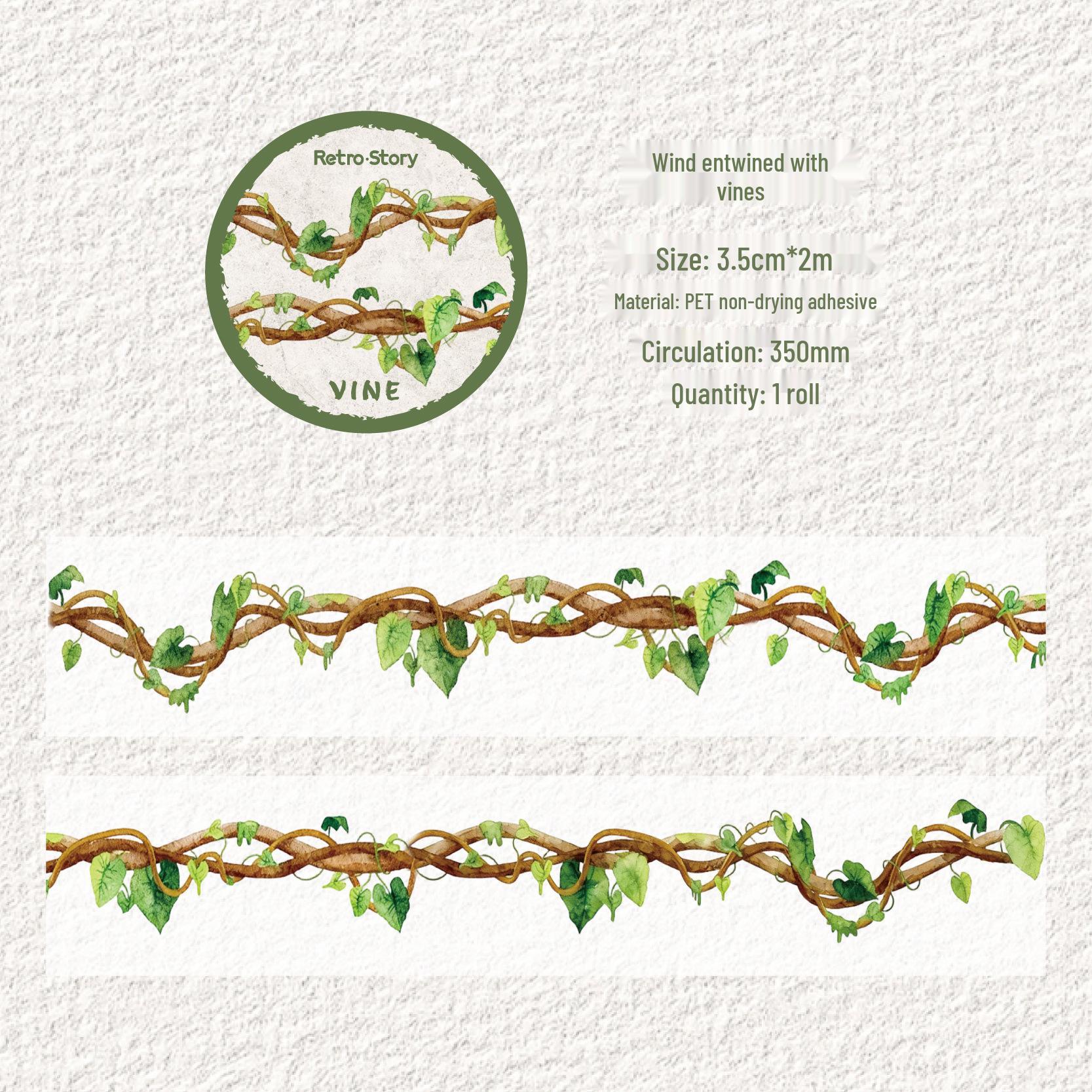 Retro Story PET Adhesive Tape - Rattan Twist Series: 6 Rattan-Themed Styles for Journaling & DIY Stickers