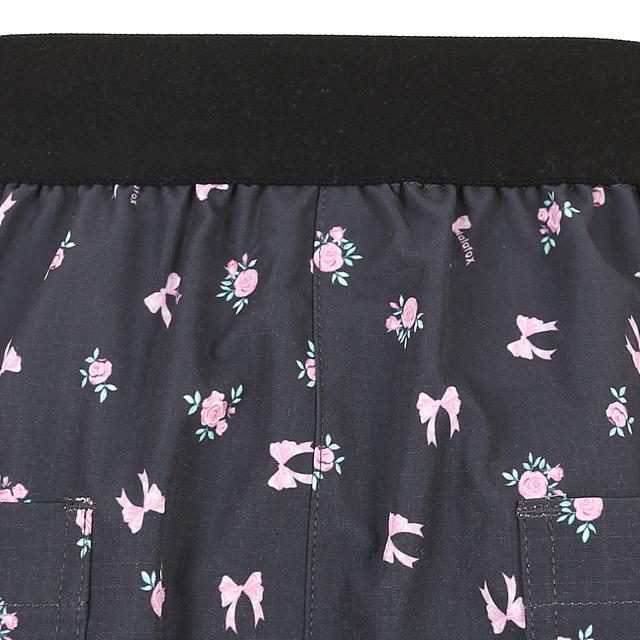 LALAFOX Flower Print Wide Track Pants Nylon Track Pants Charcoal Br2Wp002