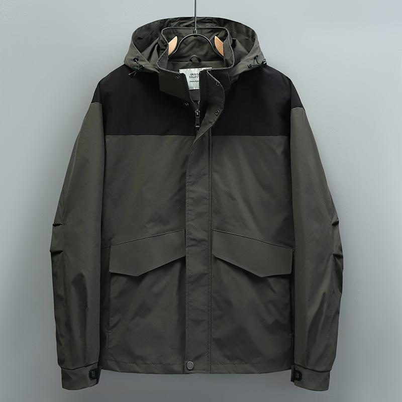 Jacket Autumn Men's Contrasting Color Splicing Windproof Waterproof Casual Large Size Hooded Jacket