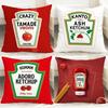 Funny Ketchup Label Cushion Cover Comfortable Reversible Pillow Cover Ideal for Car Sofa Bedroom & Beyond