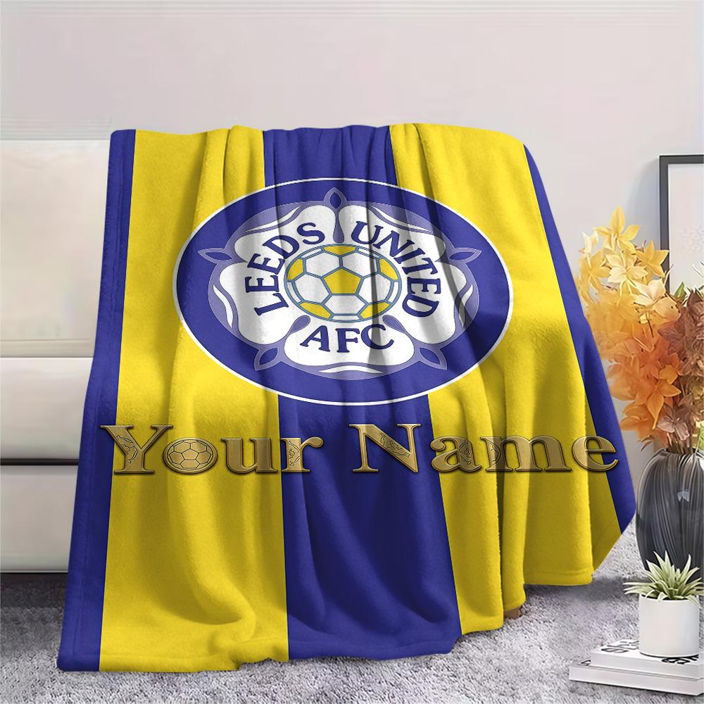 1PC Custom Name Leeds United Football Club Patterned Flannel Blanket For All Seasons for Home Decor Warmth and Comfort Gifts Holiday Present -HE145
