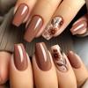 24Pcs Colorful 3D Flower Press On Nails Mid Length Ballet Square False Nails Fashion Wearable Manicure Tips