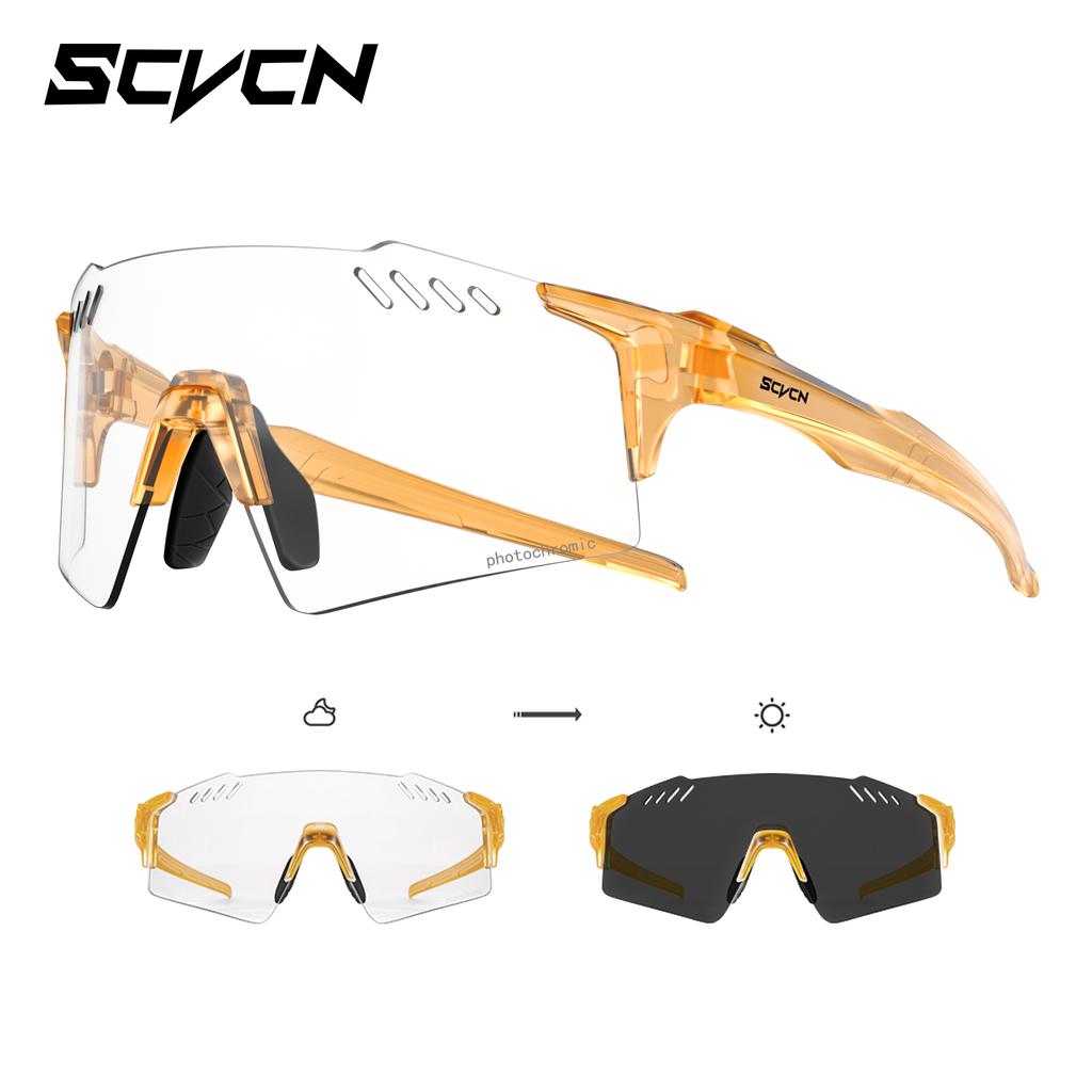 SCVCN Photochromic Hiking Eyewear Fashion Rimless Cycling Glasss Sports Running Sunglasses for Men Goggles Mtb Bicycle 1 Lens