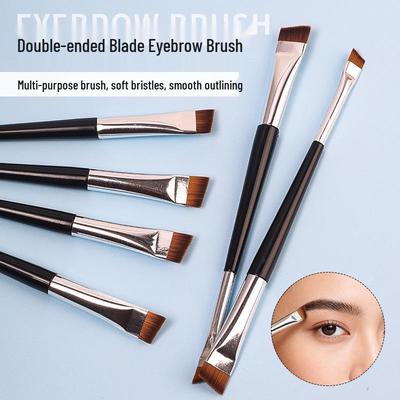 Dual-Ended Angled Eyebrow & Eyeliner Brush - Portable Makeup Tool