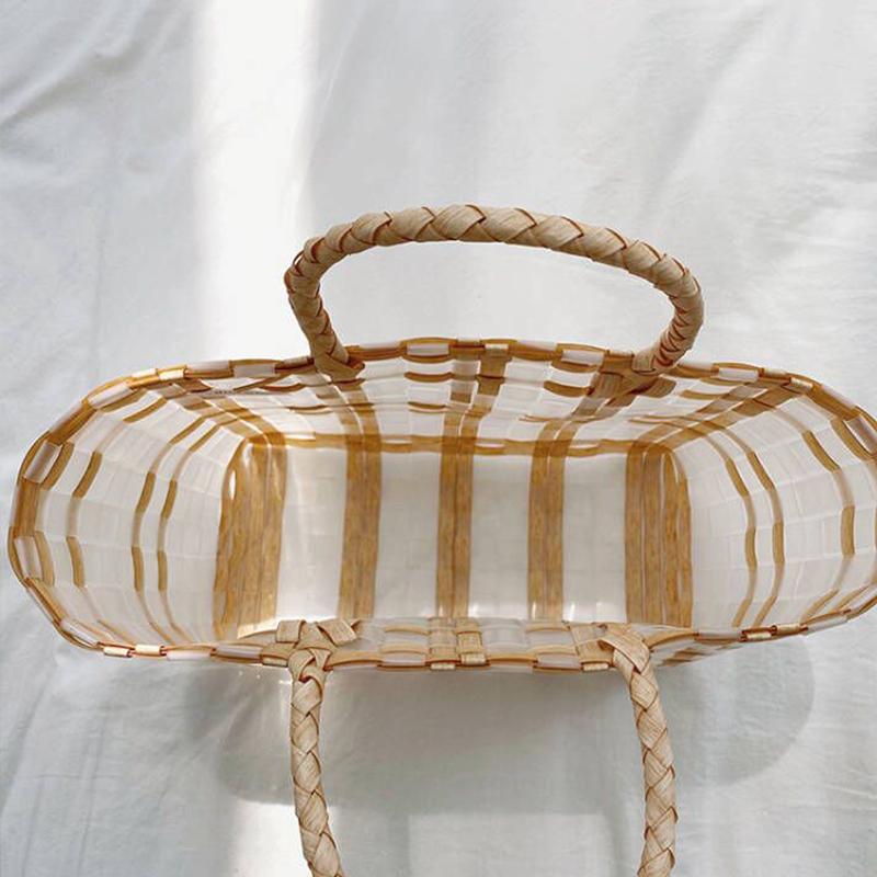 Simple Design Straw Bags for Women Artisanal Bohemian Style Beach Summer Fashion Package Bucket Tote Bags