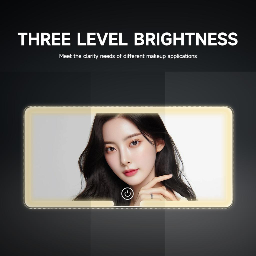 Car LED Makeup Mirror HD Mirror Three Gear Adjustment Rechargeable Large Screen Fill Light Vanity Mirror For Car Sun Visor Plate Interior Mirrors6