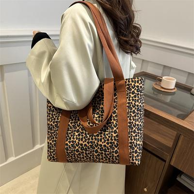 Foreign Style Commuting Simple Literary And Artistic Students Large-Capacity Leopard Print Shoulder Bag Personalized Trend Tote Women'S Bag