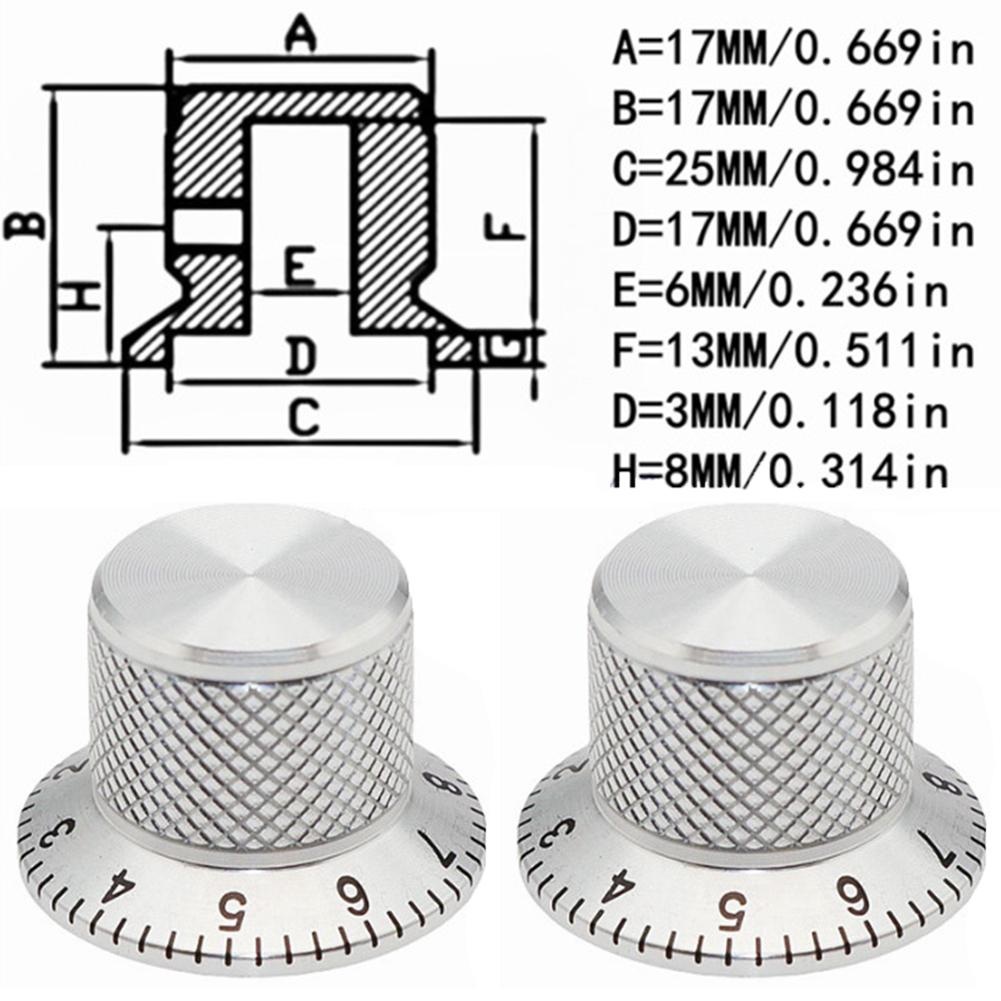 Pair of 2 Aluminum Potentiometer Knobs with 6MM Hole for Secure Volume Adjustment on Electric Guitar and Audio Gear