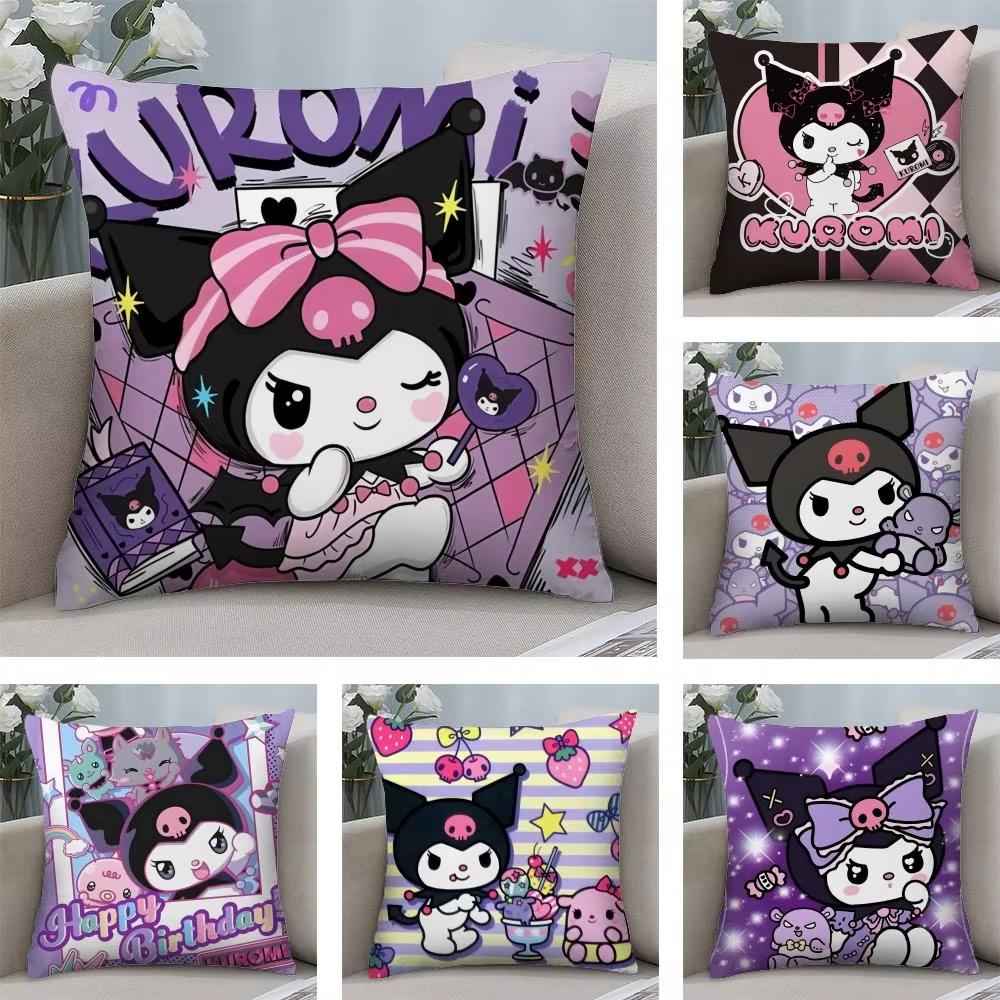 Sanrio Cartoon Purple Kuromis Pillow Covers Decorative Home Doublesided Print Square Pillow Living Room Decoration Pillowcase