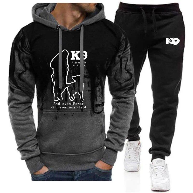 

TRAINER K9 Team K9 Unit Malinois Men Spring Autumn New Gradient Color Set Casual Pulover Hoodie +Pant Comfortable 2 Pieces Suit S