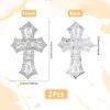 SUPERFINDINGS 2Pcs Silver Rhinestone Cross Applique Craft Crystal Patches Sew on Flat Patches Decorated DIY Sewing with Sparkly Belt Appliques
