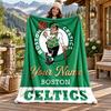 Boston Celtics Custom Name Flannel Blanket Personalized Soft Warm Plush Throw Blanket Customized Gift for Family Friends