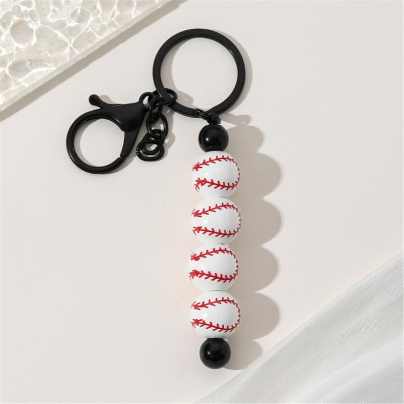 Baseball Volleyball Beaded Keychain Sport Themed Keychain Key Holder Keyring Accessory for Bag Charm Keychain Decoration