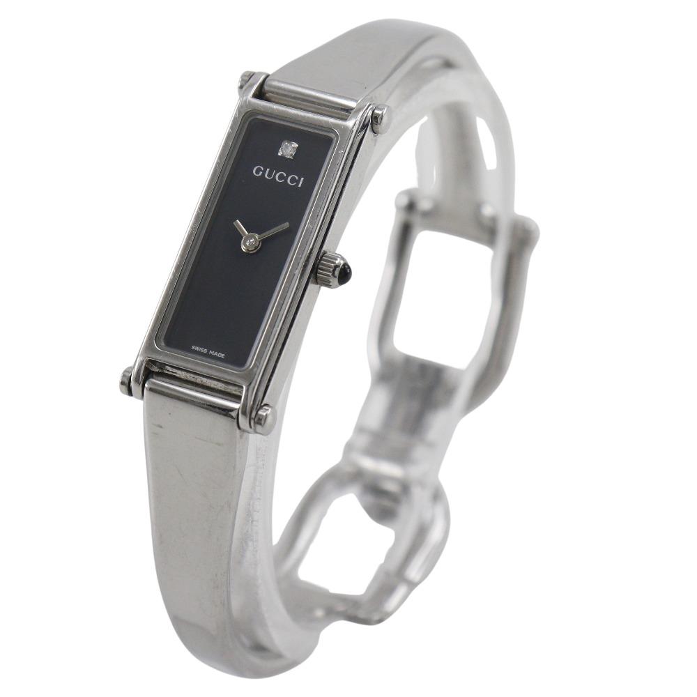 Gucci Watches 1500L 1P Diamond black/Silver blackDial Stainless Steel Quartz Analog Display Women Used