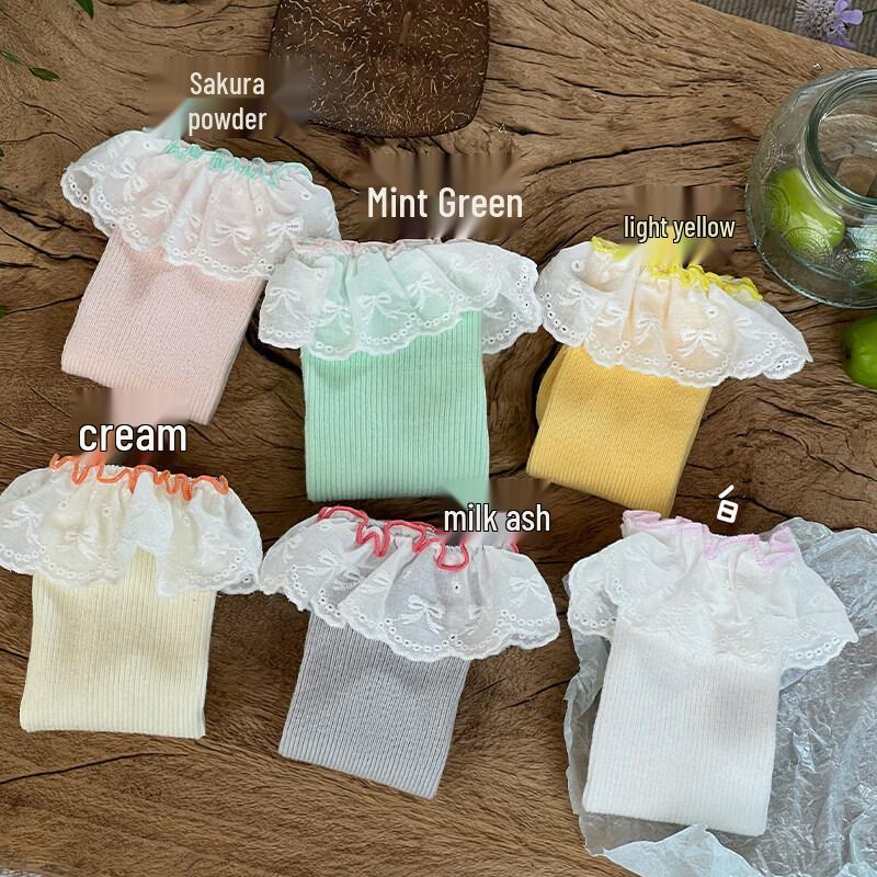SEVEN BOBI Girls  Lace Ruffle Mid-Calf Socks 2-4 Years