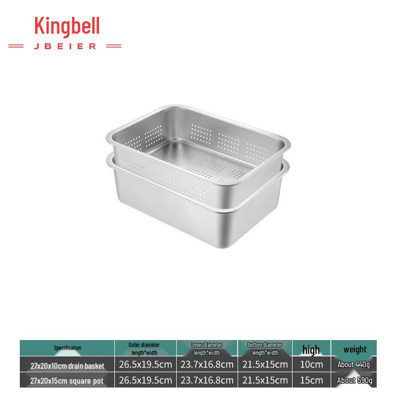 Jingbeier 304 Stainless Steel Perforated Draining Pan Set