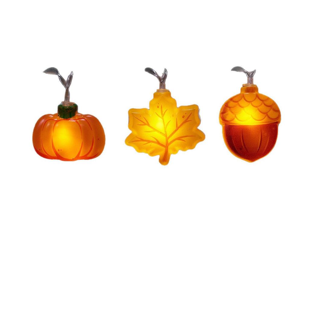 Halloween Kürbis & Ahornblatt LED Lichterkette – Festliche, Bunte Hängedekoration