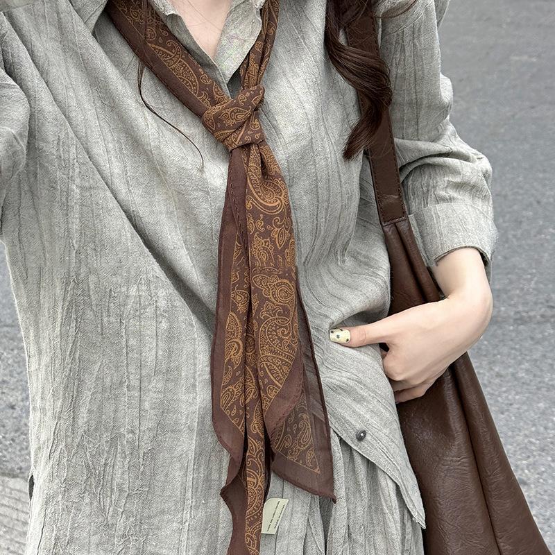 Maillard Long Silk Scarf Versatile Accessory For Women Decorative Trendy Headband Hair Tie Waist Belt