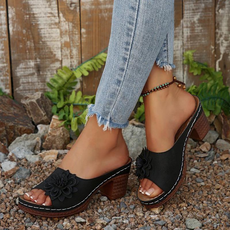 Scarpe Semplici da Donna Sandali Romani Retrò Estivi Sandali Zeppa Floreali Casual da Donna Pantofole da Donna con Zeppa
