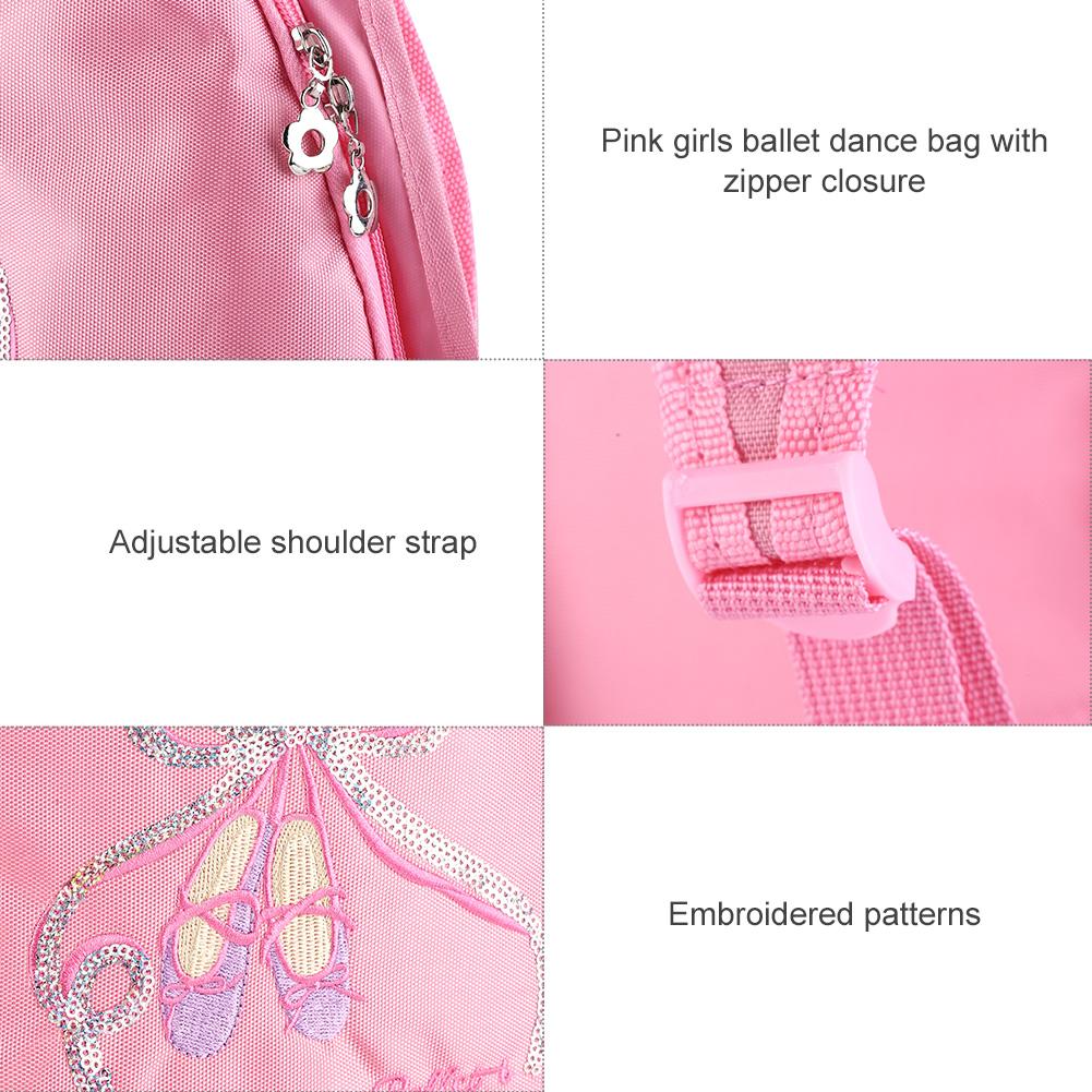 Girls Ballet Dance Backpack Kids Shoulder Sports Zipper Bag(Pink)