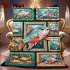 Fish Gallery 2D Flat Pattern Flannel Blanket, High Quality All Seasons, Home Decor, Warmth and Comfort, Perfect for Christmas Gifts.