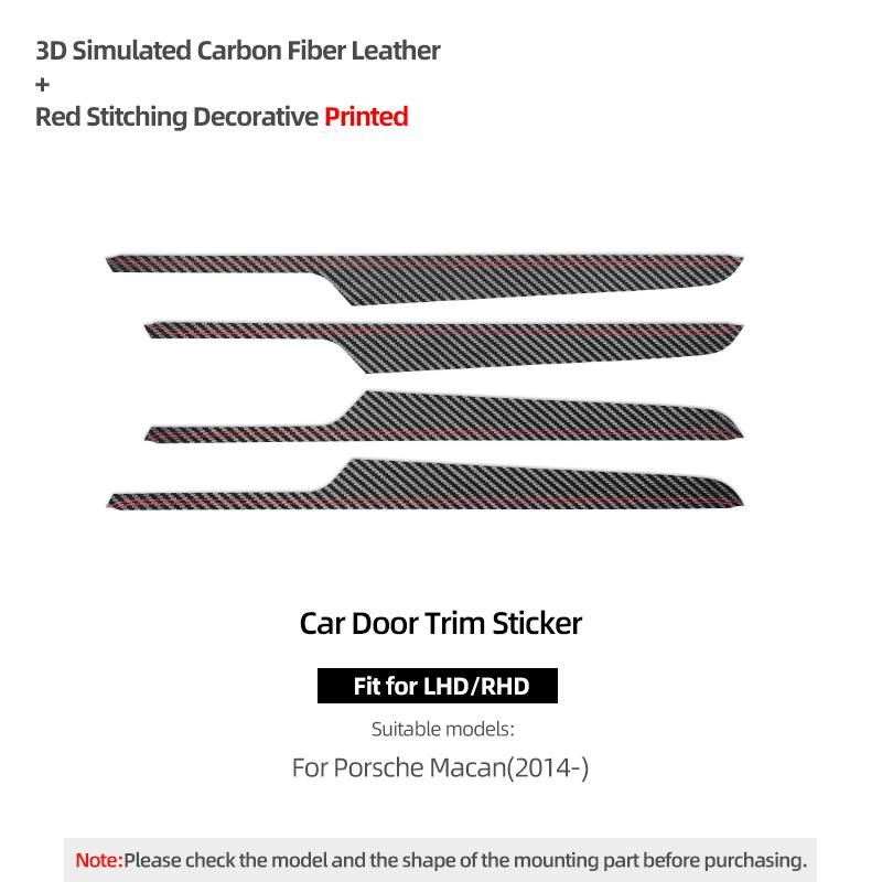 

For Porsche Macan 2014-2025 Made of Alcantara/Carbon Fiber Leather Car Interior Door Panel Trim Strip Sticker Tuning Accessories