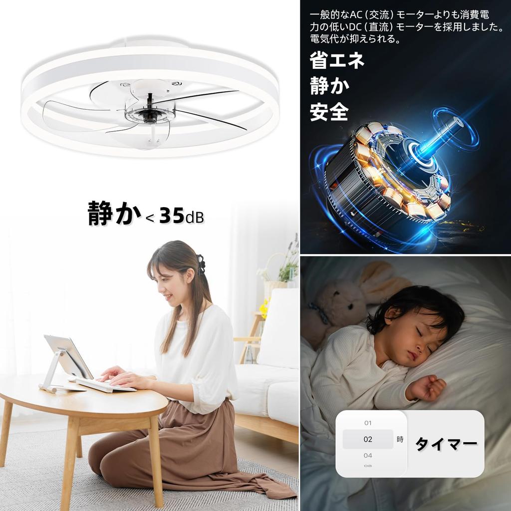 APPOLYN Ceiling Fan Light, LED Ceiling Light, Air Circulation Fan with Dimmable Light, Color Change, and Rotating Blades, Timer Included, Suitable