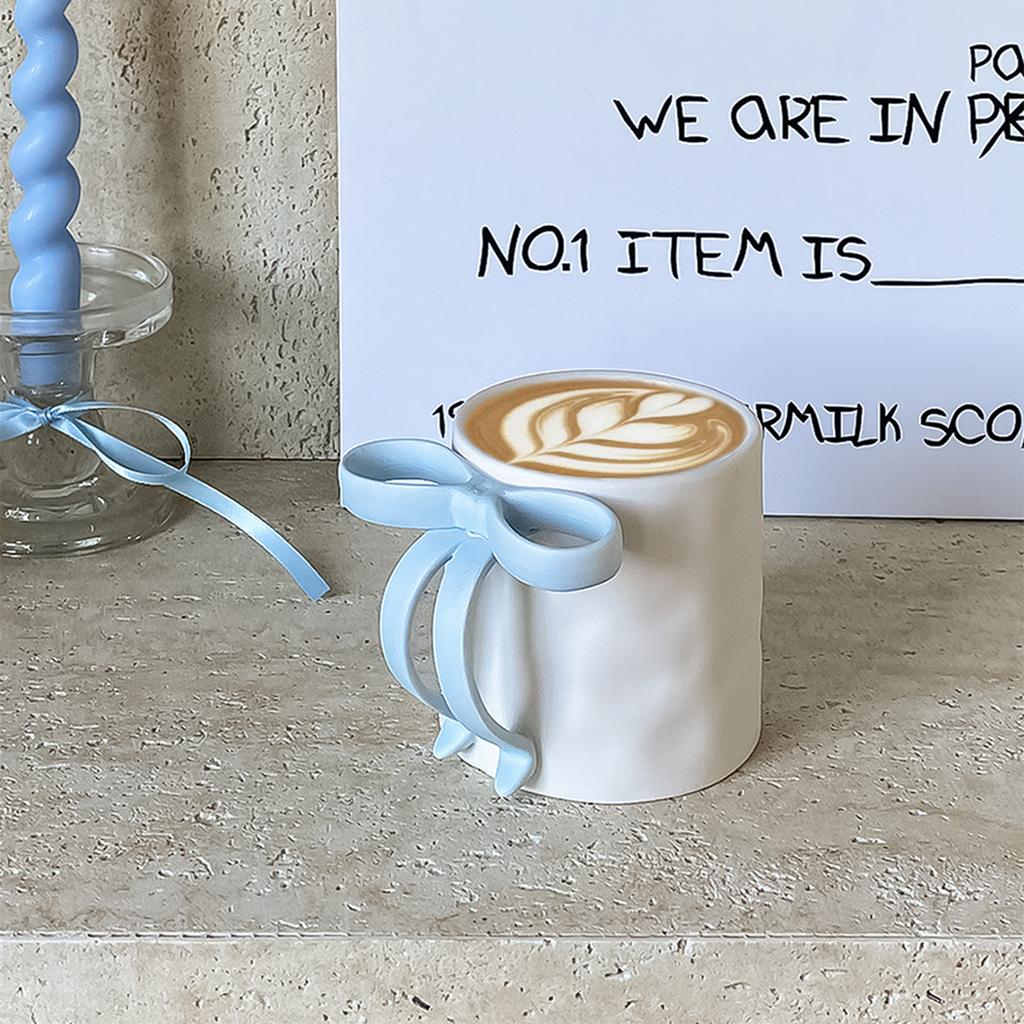 1Pc Creative Design Bow Mug Handmade Frosted Touch Coffee Cup Drinking Cup Latte Cup Milk Cup, Birthday Gift, Couple Cup Gift