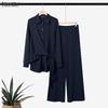 ZANZEA Bluzka z długim rękawem i spodnie damskie, casualowe dwuczęściowe zestawy garniturowe