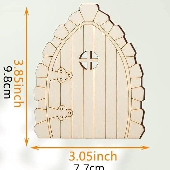 10pcs Fairy Door Miniature Wooden Garden Doors Windows Unfinished Window Mini House DIY Craft for Wall Home Party Decoration