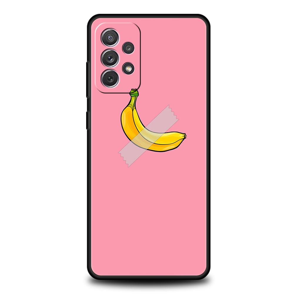 Phone Case for Samsung Galaxy A55 A53 A52 A52S A51 A41 A35 A32 A25 A23 A15 A13 A71 A72 5G Soft TPU Shell Funny Bite Apple Banana