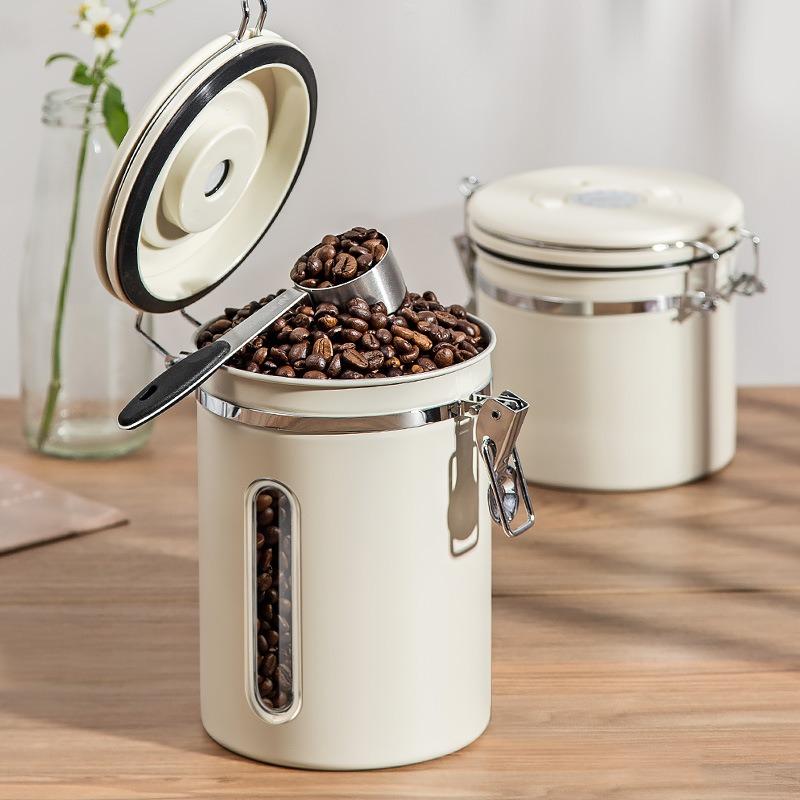 Visible Coffee Bean Storage Container Coffee Powder Sealed Container Storage with One-way Exhaust Coffee Storage Tank Coffee Beans Storage